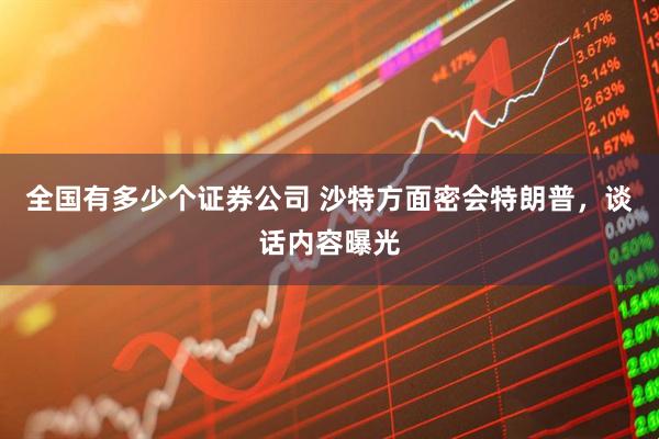 全国有多少个证券公司 沙特方面密会特朗普，谈话内容曝光