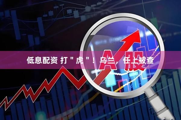 低息配资 打＂虎＂！乌兰，任上被查